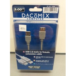 Rallonge USB 2.0 M/F types A/A 3.00M Dacomex
