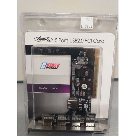 Carte controleur PCI Advance USB 2 (4 Externe + 1 Interne)