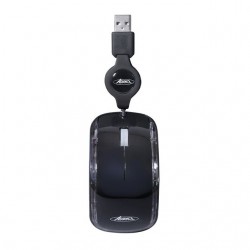 Mini souris Optique Filaire Advance - Cable retractable - noir